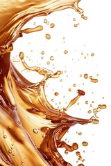 Fototapeta premium Swirling golden liquid splash on white background
