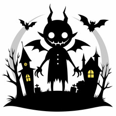 Halloween vector background with house,spooky,pumpkin