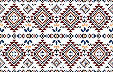 Fototapeta premium Ancient echoes Aztec geometric seamless patterns southwest Navajo Native American tribal ethnic colorful for textile printing