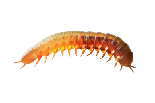 Glowing Centipede on Transparent Background
