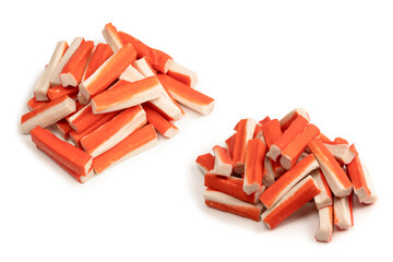 A group of crab sticks isolated on white background.