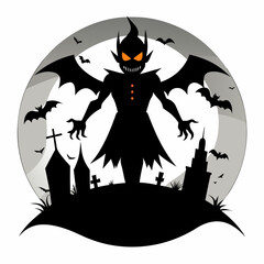 Halloween vector background with house,spooky,pumpkin