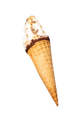 Ice cream with nuts and chocolate isolated on white background.