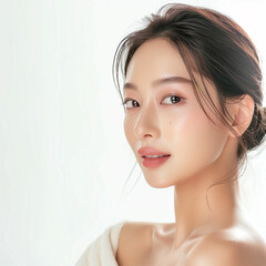 Naklejka premium 30-35 year old Beauty Asian women spa skin healthy on 100% isolate white background.