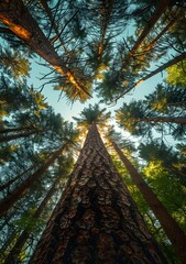 Obraz premium Tall Pine Trees In Forest