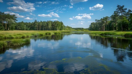 Beautiful lake surrounded by trees