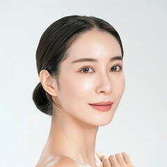 Obraz premium 40-45 year old Beauty Asian women spa skin healthy on 100% isolate white background.