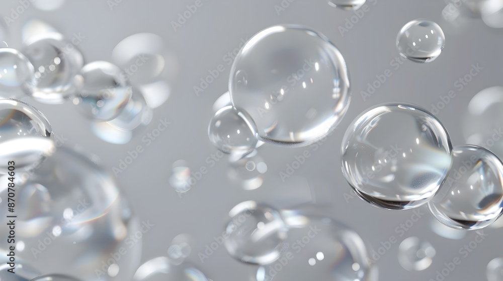 Poster mesmerizing transparent bubbles floating in serene minimalist composition