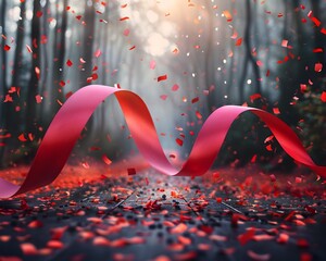 Vibrant Red Grand Opening Ribbon Falling to the Ground of New Venture