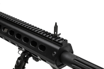 Large caliber sniper rifle. Long range weapon. Isolate on a white back.