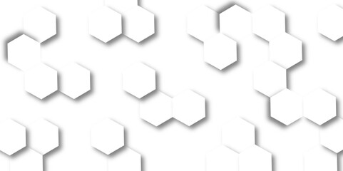 Fototapeta premium Abstract hexagon background. Futuristic abstract honeycomb mosaic white technology background. Surface polygon pattern with glowing hexagon paper texture and futuristic business. graphic concept. 