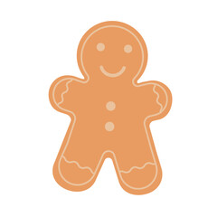 Gingerbread man Christmas hand drawn cookies isolated on white background