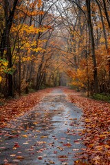 Obraz premium colorful autumn leaves pathway