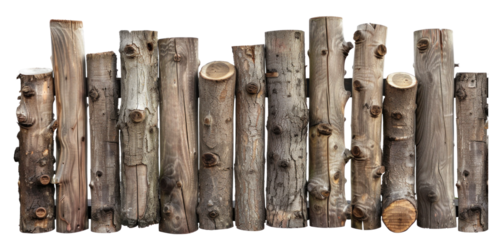 Rustic Wooden Log Fence