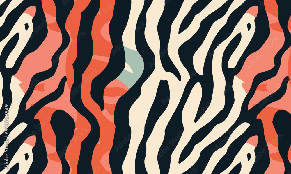 Poster modern zebra skin pattern background vector. seamless stripes seamless pattern . colorful zebra illu