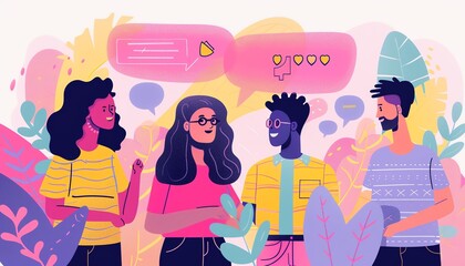 Influencer outreach, personalized messages, flat design illustration