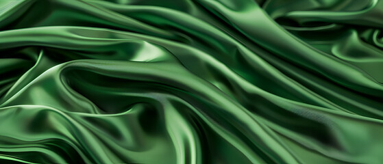 Obraz premium Luxury green drapery fabric background ,abstract green background with smooth lines in it. 3d render ,3d rendering of abstract metallic background with wavy pattern in green color