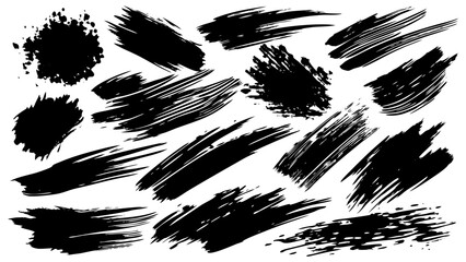 A collection of black brush strokes displayed against a plain white backdrop