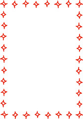 Decorative vector frame of sparkle or stars. A clipart element in hand-drawn style. Isolated decoration in red color. Suitable for wedding or birthday invitation, poster, menu, greeting card.