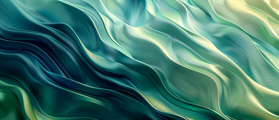 Obraz premium Abstract colorful liquid wave background, holographic surface. 3d render illustration ,Elegant Cyan and Electric Green Textured background. Modern Wavey Textures Wallpaper