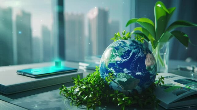 A corporate report highlighting ESG (Environmental, Social, Governance) metrics within the green energy sector, showcasing sustainable business practices in the renewable energy industry
