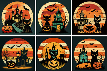 Halloween Vector T-Shirt Design Bundle Art & Illustration