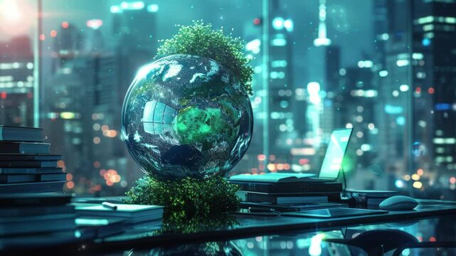A corporate report highlighting ESG (Environmental, Social, Governance) metrics within the green energy sector, showcasing sustainable business practices in the renewable energy industry