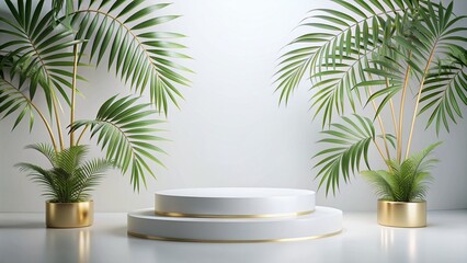 Obraz premium White gold Podium mockup for product presentation