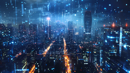 Isometric smart city design concept. Business center with skyscrapers and intelligent buildings,IOT for the internet of things