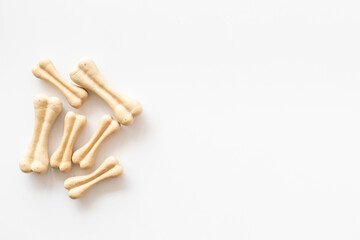 Dog treats - chew bones for cleaning teeth, top view
