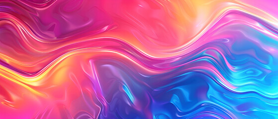 Obraz premium A vibrant abstract background with colorful wavy lines ,Abstract fluid neon holographic iridescent wave in motio