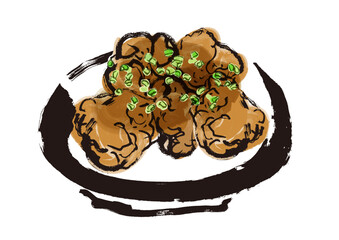 油淋鶏の手書き和風イラスト