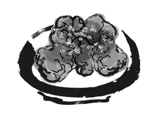 油淋鶏の手書き和風イラスト