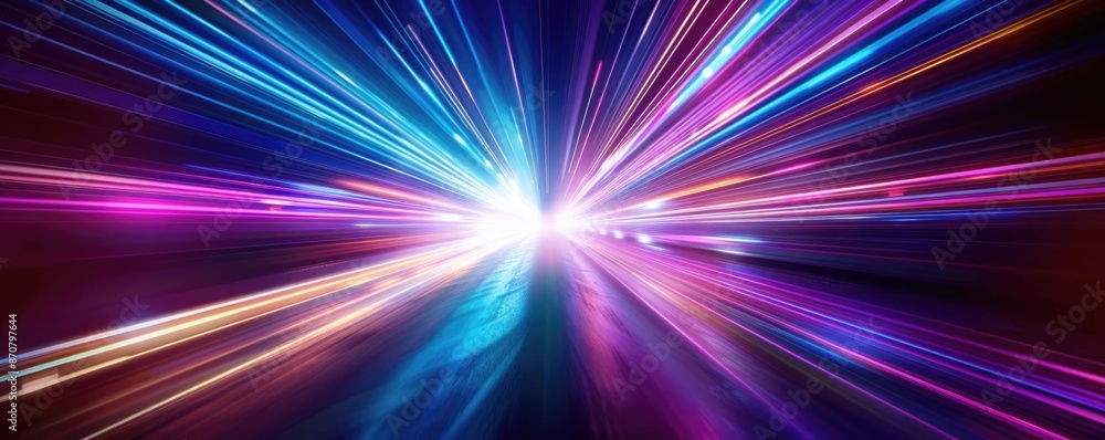 Poster vibrant light burst with dynamic streaks of color, perfect for abstract and futuristic designs. brig