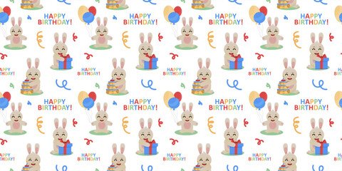 childrens cute background. happy party seamless pattern. cute pattern. cute animals. vector