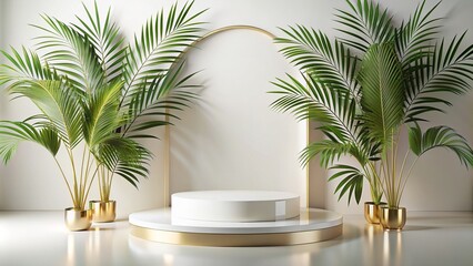 Fototapeta premium White gold Podium mockup for product presentation