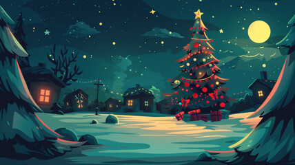 Obraz premium Sparkling Christmas Eve: Vector Art Illustration