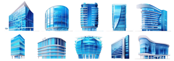 Modern Futuristic Buildings Set