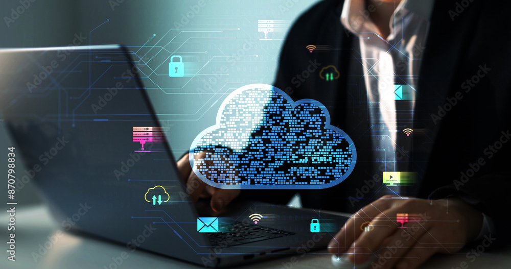 Poster cloud technology, backup and data storage.edge technology.cloud technology computing network. networ