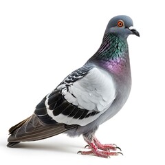 Fototapeta premium Gray Pigeon on White Background