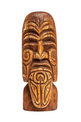 A carved wooden totem, Polynesian style traditional craft, isolated on transparent background, PNG with transparent background