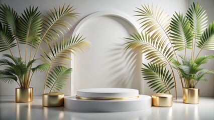 Obraz premium White gold Podium mockup for product presentation