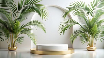 Obraz premium White gold Podium mockup for product presentation
