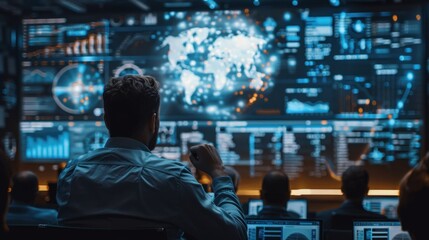 Obraz premium A tech entrepreneur explaining blockchain technology to a group of investors, illustrating its potential applications beyond cryptocurrencies.