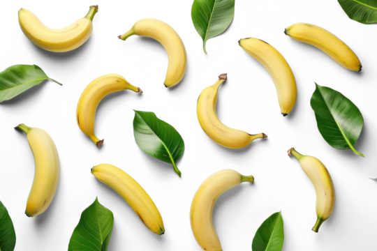 Fresh Bananas with Green Leaves