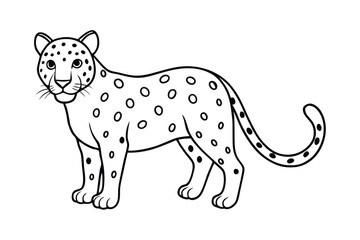 Cartoon leopard line art isolated on white background