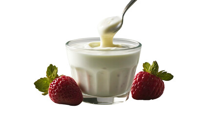 photo of yogurt on transparent isolated background (PNG)