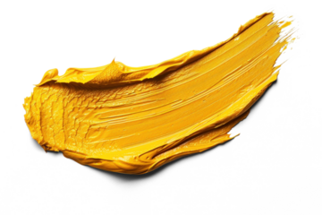 Yellow Paint Stroke on Transparent Background