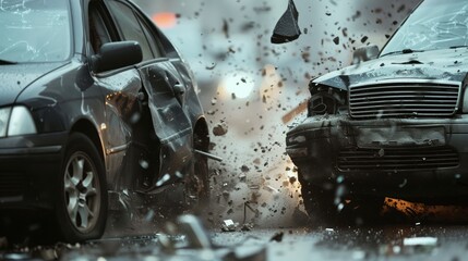 Car crash on the road. Traffic accident in the city. Car crash.