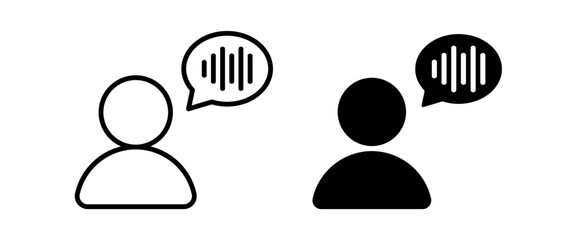 Speech command  icon vector set. User with bubble symbol